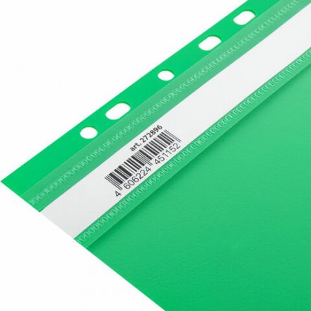 Скоросшиватель пластиковый с перфорацией BRAUBERG EXTRA, А4, 140/180 мкм, зеленый, 272896