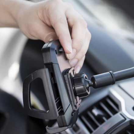 Держатель для телефона в авто на стекло SONNEN, зажим 50-100 мм, вращение 360°, 354921