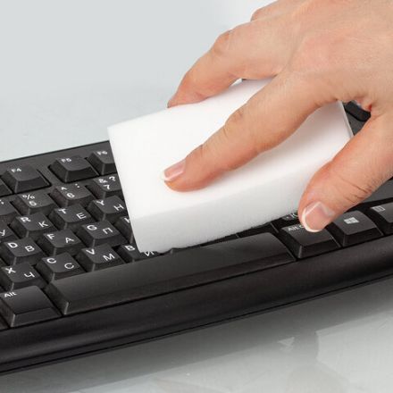 Губка-ластик МЕЛАМИНОВАЯ для удаления пятен, для чистки кухни, уборки, обуви, 10х6х3 см, КОМПЛЕКТ 3 шт., полибэг, LAIMA, 605035