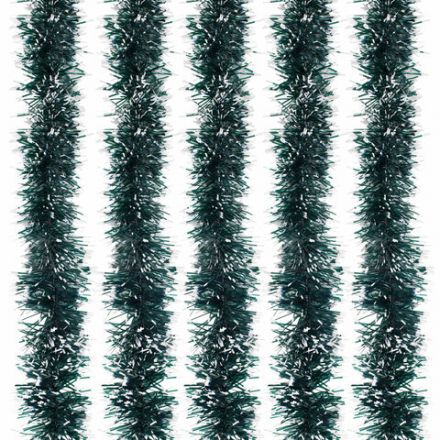 Мишура КОМПЛЕКТ 4 штуки + 1 в подарок!, диаметр 70 мм, длина 2 м, зеленая с белыми кончиками, 592216