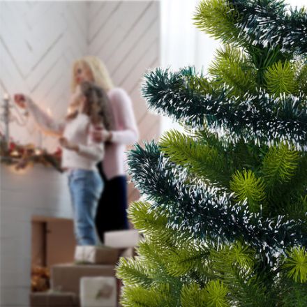 Мишура КОМПЛЕКТ 4 штуки + 1 в подарок!, диаметр 70 мм, длина 2 м, зеленая с белыми кончиками, 592216