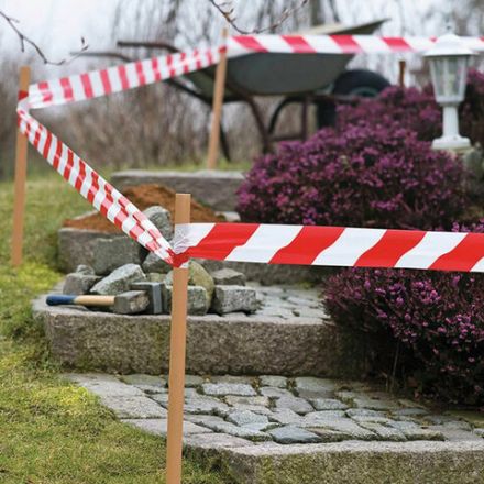 Лента оградительная сигнальная красно-белая, 75 мм х 200 м, BRAUBERG "Грандмастер", полиэтилен, 604892