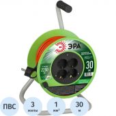 Удлинитель силовой ЭРА ПВС 3х1мм2 30м на пласт.катушке c/з 4 розетки