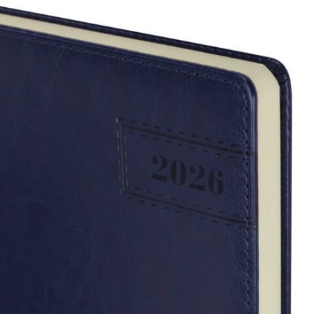 Ежедневник датированный 2026 БОЛЬШОЙ ФОРМАТ 210х297 мм, А4, BRAUBERG "Imperial", под кожу, синий, 117247