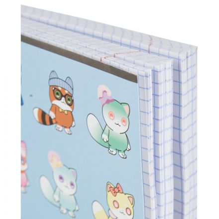 Тетрадь общая А5 96л №1School NFT Котики гол.,клет,скреп, ВД-лак