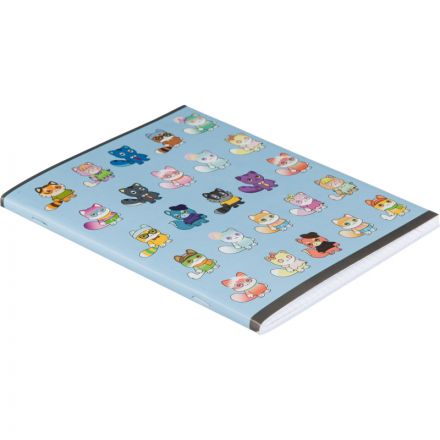 Тетрадь общая А5 96л №1School NFT Котики гол.,клет,скреп, ВД-лак