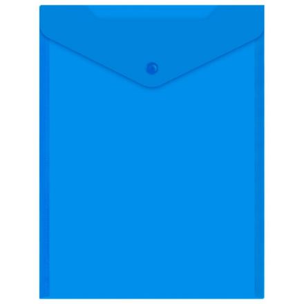 Папка-конверт с кнопкой прозрачная А4 BRAUBERG UNIVERSAL, вертикальная, синяя, 0,15 мм, 273076