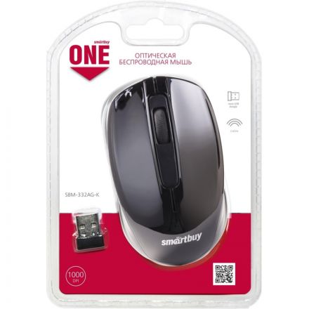 Мышь компьютерная Smartbuy ONE 332 черная WLS (SBM-332AG-K)/60