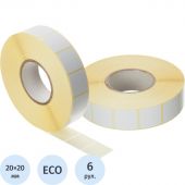 Термоэтикетки ЭКО 20х20, 6000 шт/рул, вт.76, 6 рул/уп (спайка)
