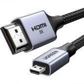Кабель UGREEN HD164 (15516) Micro HDMI to HDMI 8K Cable. 1м.  серый космос