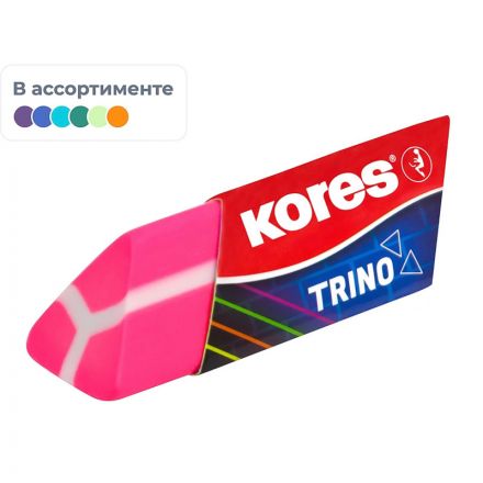 Ластик Kores треугольный неон 1/2 шт., блистер в ассортименте Ластик Kores треугольный неон 1/2 шт., блистер в ассортименте