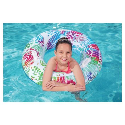 Надувной круг для плавания "Лето" диаметр 91 см, от 10 лет, до 80 кг, АССОРТИ, BESTWAY, 36084