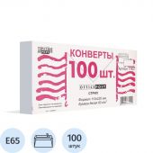 Конверт OfficePost E65 80 г/кв.м белый стрип с внутренней запечаткой (100 штук в упаковке)