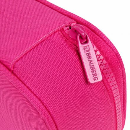 Пенал-косметичка BRAUBERG, 1 отделение, органайзер, полиэстер, 22х11,5x6 см, розовый, 272310