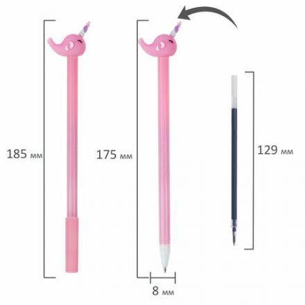 Ручка с топпером шариковая ЮНЛАНДИЯ "Кит-Единорог", корпус ассорти, СИНЯЯ, пишущий узел 0,7 мм, 143783 Ручка с топпером шариковая ЮНЛАНДИЯ "Кит-Единорог", корпус ассорти, СИНЯЯ, пишущий узел 0,7 мм, 143783