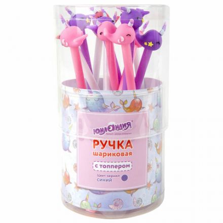 Ручка с топпером шариковая ЮНЛАНДИЯ "Кит-Единорог", корпус ассорти, СИНЯЯ, пишущий узел 0,7 мм, 143783 Ручка с топпером шариковая ЮНЛАНДИЯ "Кит-Единорог", корпус ассорти, СИНЯЯ, пишущий узел 0,7 мм, 143783
