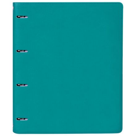 Тетрадь на кольцах БОЛЬШАЯ А4 (240х310 мм), 120 листов, под кожу, клетка, BRAUBERG "Joy", бирюзовый/серо-голубой, 404507