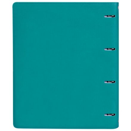 Тетрадь на кольцах БОЛЬШАЯ А4 (240х310 мм), 120 листов, под кожу, клетка, BRAUBERG "Joy", бирюзовый/серо-голубой, 404507