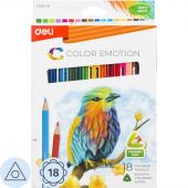 Карандаши цветные Deli Color Emotion EC00210 3-гран. липа 18цв/наб Карандаши цветные Deli Color Emotion EC00210 3-гран. липа 18цв/наб