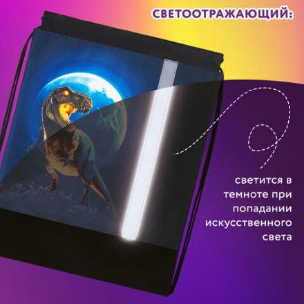 Мешок для обуви ЮНЛАНДИЯ, плотный, светоотражающая полоса, 46х36 см, "Beware", 272412