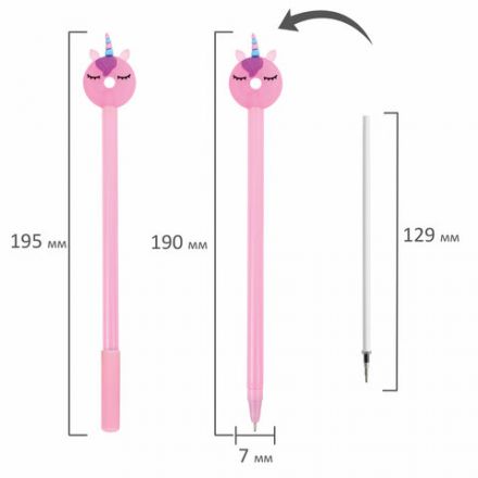 Ручка с топпером шариковая ЮНЛАНДИЯ "Единорог-пончик", корпус ассорти, СИНЯЯ, пишущий узел 0,7 мм, 143803 Ручка с топпером шариковая ЮНЛАНДИЯ "Единорог-пончик", корпус ассорти, СИНЯЯ, пишущий узел 0,7 мм, 143803