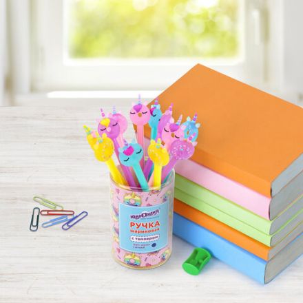 Ручка с топпером шариковая ЮНЛАНДИЯ "Единорог-пончик", корпус ассорти, СИНЯЯ, пишущий узел 0,7 мм, 143803 Ручка с топпером шариковая ЮНЛАНДИЯ "Единорог-пончик", корпус ассорти, СИНЯЯ, пишущий узел 0,7 мм, 143803