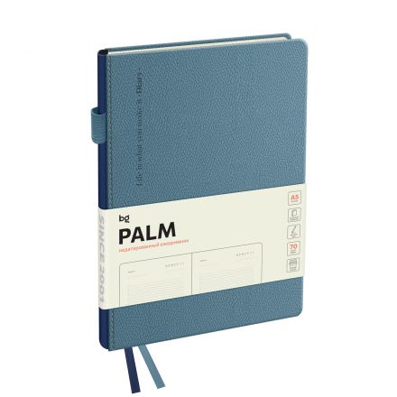 Ежедневник недатированный, А5, 136л., твердый переплет, кожзам, BG "Palm. Steel blue", голубой