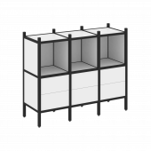 Loft Прямой стеллаж наборный VR.L-07 Белый бриллиант/Чёрный металл 1278*446*1047