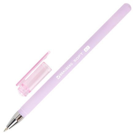 Ручки шариковые BRAUBERG "SOFT PASTEL", НАБОР 4 ШТУКИ, СИНИЕ, SOFT TOUCH покрытие, узел 0,7 мм, линия письма 0,35 мм, 144400