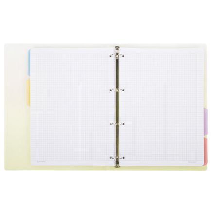 Тетрадь на кольцах БОЛЬШАЯ 305х235 мм А4, 120 л., пластик, с разделителями, BRAUBERG, Желтый, 404624