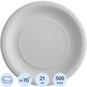 Тарелка одноразовая 21см, белая, 500шт/кор