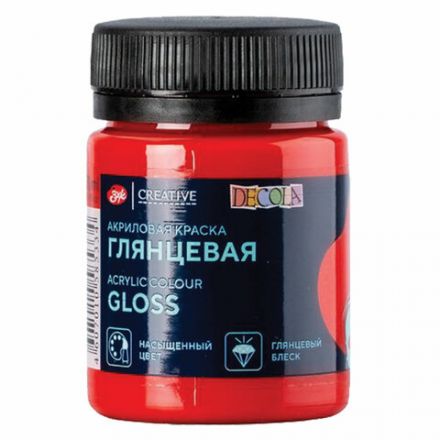 Краска акриловая глянцевая "Декола", банка 50 мл, красная, Невская Палитра, 2928331