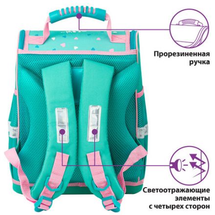 Ранец ЮНЛАНДИЯ WISE, 1 отделение, 3 кармана, устойчивое дно, "Soft paws", 37х29х15 см, 229946