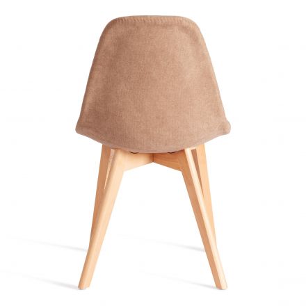 Стул CINDY SOFT (mod. C1021F1-1) фактурный велюр/дерево бук, 55 х 48 х 83 см, Бежевый LY1701-4 / натуральный