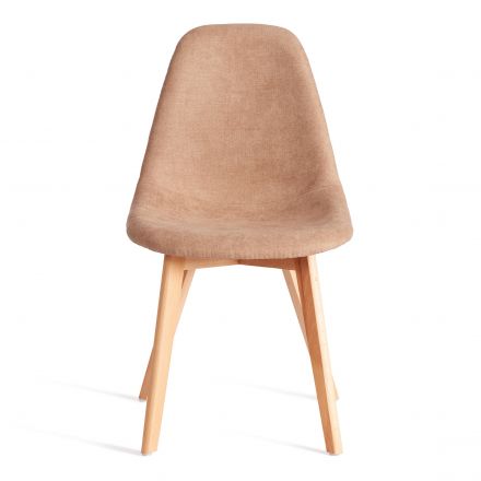 Стул CINDY SOFT (mod. C1021F1-1) фактурный велюр/дерево бук, 55 х 48 х 83 см, Бежевый LY1701-4 / натуральный