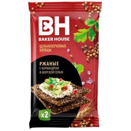 Хлебцы BAKER HOUSE скандинавские цельнозерновые ржаные, 180 г, 19927