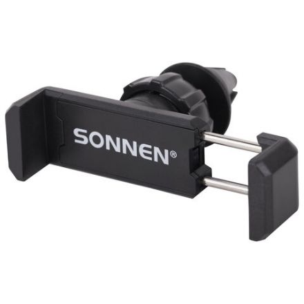 Держатель для телефона в авто на решетку вентиляции SONNEN, зажим до 85 мм, вращение 360°, 354922