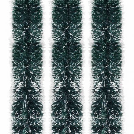 Мишура КОМПЛЕКТ 3 штуки, диаметр 100 мм, длина 2 м, зеленая с белыми кончиками, 592217