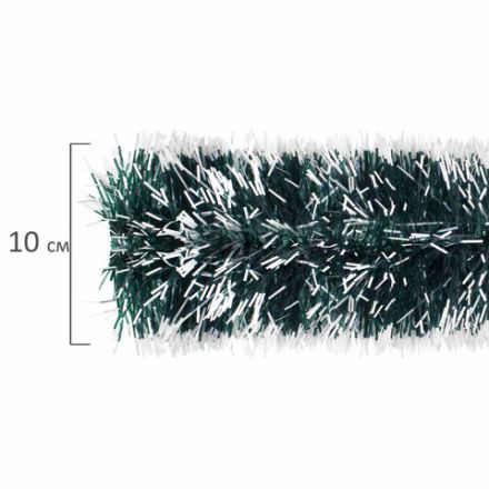Мишура КОМПЛЕКТ 3 штуки, диаметр 100 мм, длина 2 м, зеленая с белыми кончиками, 592217