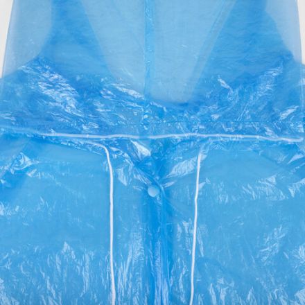 Дождевик-плащ синий на кнопках полиэтиленовый, универсальный размер 120x80 см, SHAMAANI (ШАМААНИ), 610929