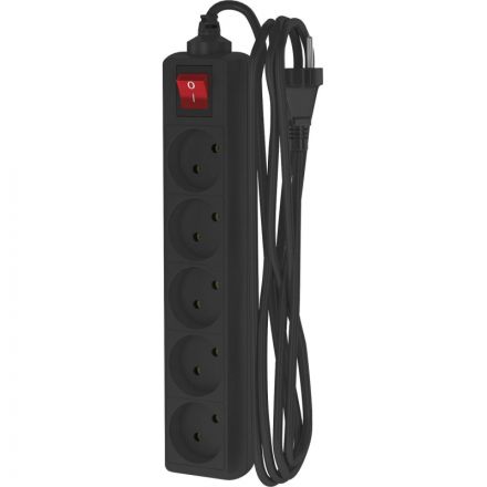 Удлинитель сетевой ФОТОН 10-35S, 3м, 5 розеток, 10А, с выкл., Черный