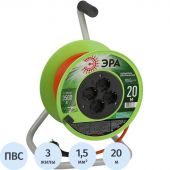Удлинитель силовой ЭРА ПВС 3х1,5мм2 20м на пласт.катушке c/з 4 розетки
