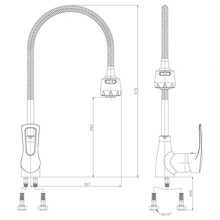 Смеситель для кухни РА_с гибким. изл. T40-26 латунь/хром