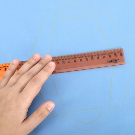 Линейка закройщика пластиковая 30 см, ПИФАГОР, прозрачная, неоновая, шкала см и масштабная 1:4, 210836