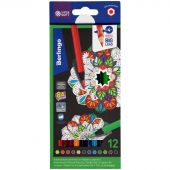 Карандаши цветные Berlingo "SuperSoft. Blackwood", 12цв., черное дерево, заточен., картон, европодвес