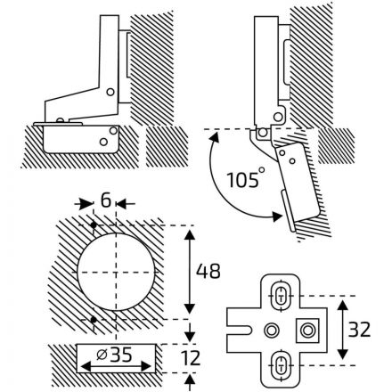 Петля УЗК StahlBuro 63х68 362 В Slide-On полунакладная 2шт/уп (15910)