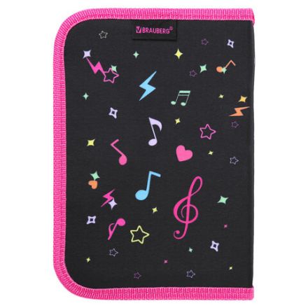 Пенал BRAUBERG с наполнением, 1 отделение, 1 откидная планка, 24 предмета, 21х14 см, "Headphones", 273531