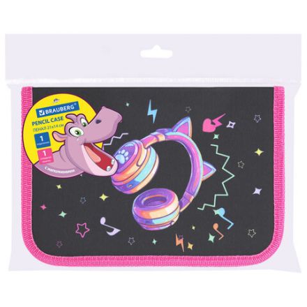 Пенал BRAUBERG с наполнением, 1 отделение, 1 откидная планка, 24 предмета, 21х14 см, "Headphones", 273531