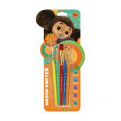 Набор кистей Мульти-Пульти "Чебурашка" 5шт., синтетика, круглая № 3, плоские № 2, 6, 14, овальная № 1, блистер Набор кистей Мульти-Пульти "Чебурашка" 5шт., синтетика, круглая № 3, плоские № 2, 6, 14, овальная № 1, блистер