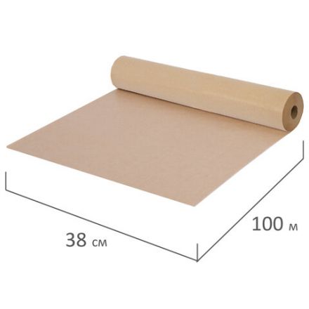 Бумага для выпечки силиконизированная, пергамент 38 см х 100 м, цвет коричневый, LAIMA, CH, 609587